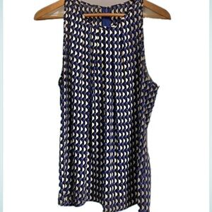 Anne Carson geometric print blouse. Sleeveless. Transitional. Size XL.